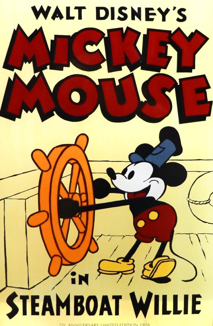 蒸気船ウィリー 70周年記念 ディズニー公式 ヴィンテージ ステンドグラス