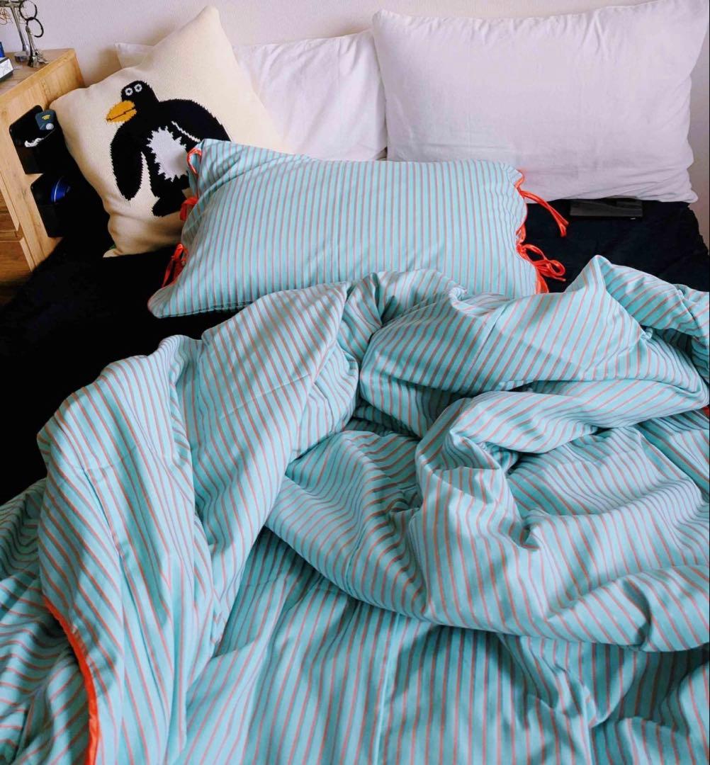 Casselini  ストライプ布団カバー、枕カバー セット