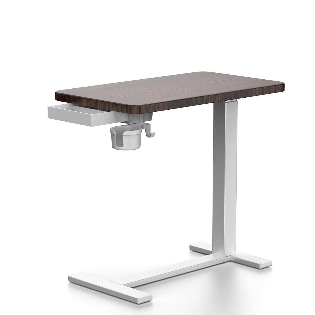 サイドテーブル昇降式 PCテーブル 介護テーブル引き出し付きカップホルダー付き