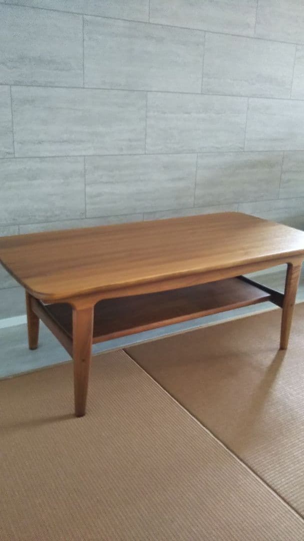 【良品】木製 センターテーブル 下部棚付き