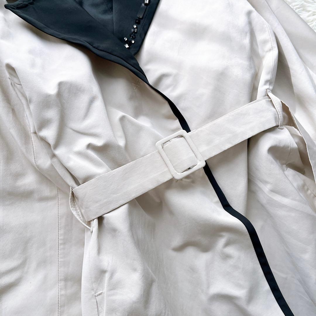 【美品】マックスマーラ ロングコート リバーシブル ベルト付き ビジュー XL