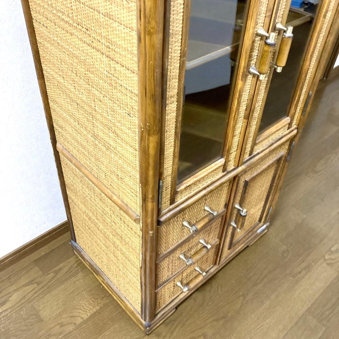 【コウ】ラタン トロピカルファイン アーチ型 キャビネット 籐家具