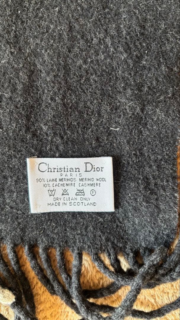 スコットランド製 ウール カシミア混 Christian Diorマフラー