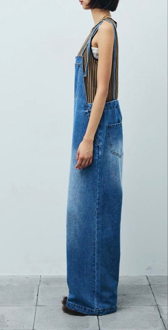 新品未使用タグ付 イアム フロントジップストラップデザインデニムサロペット