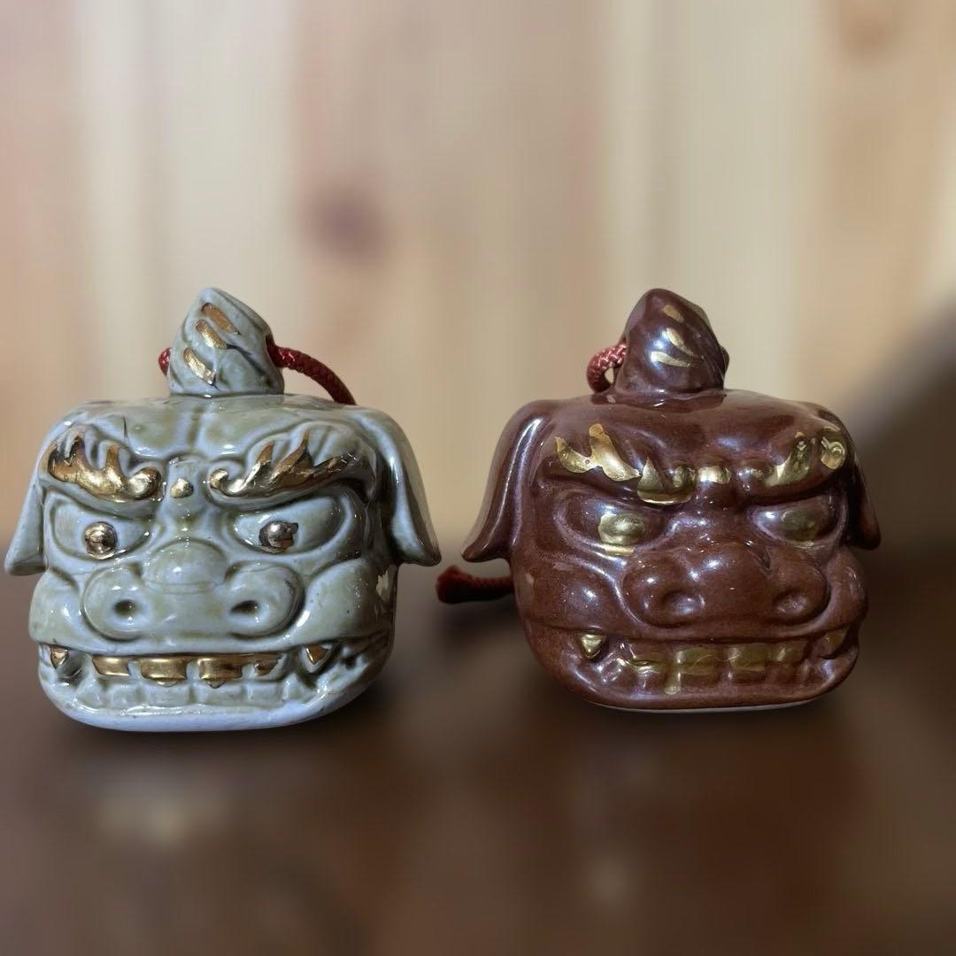 貴重 九谷焼 金彩 土鈴 獅子 魔除け 厄除け 置物 骨董品