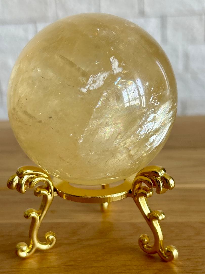 ゴールデンカルサイト　丸玉　約72㎜　スフィア