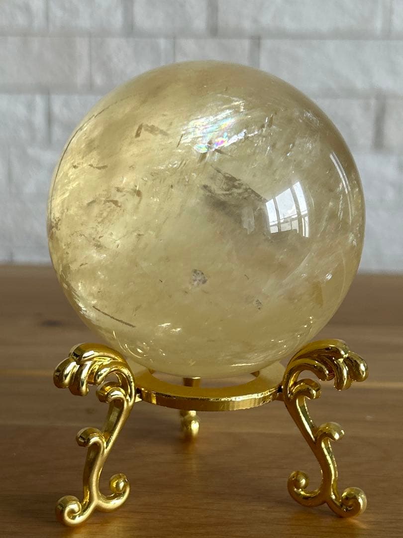 ゴールデンカルサイト　丸玉　約72㎜　スフィア