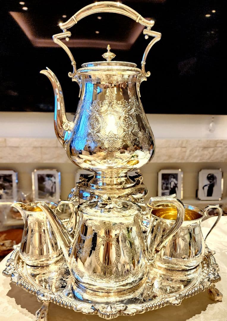 純銀P 22 ヴィクトリアンティーセット アンティーク ポット シルバープレート