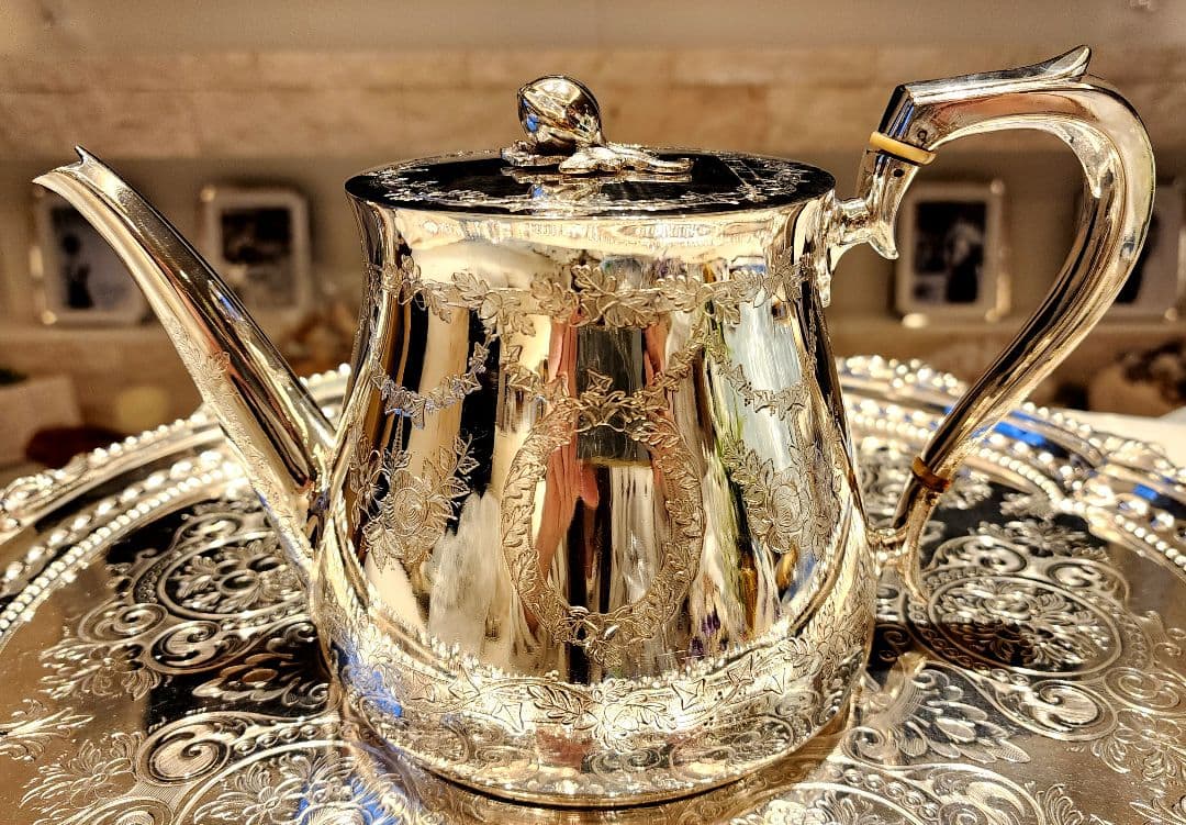 純銀P 22 ヴィクトリアンティーセット アンティーク ポット シルバープレート