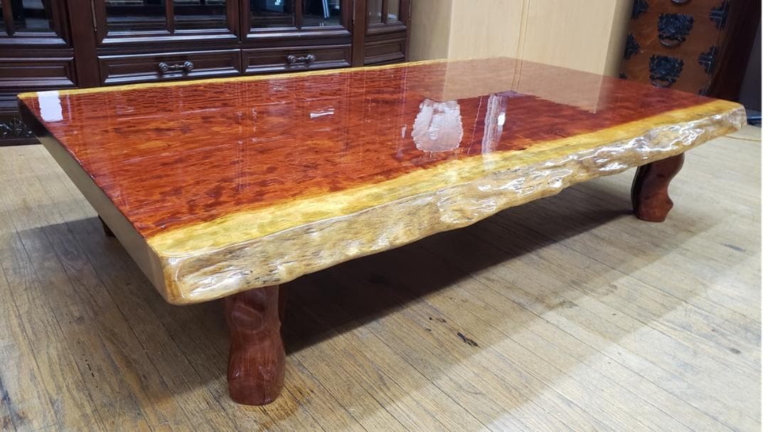 rie　美品！希少　ブビンガ　無垢一枚板　座卓