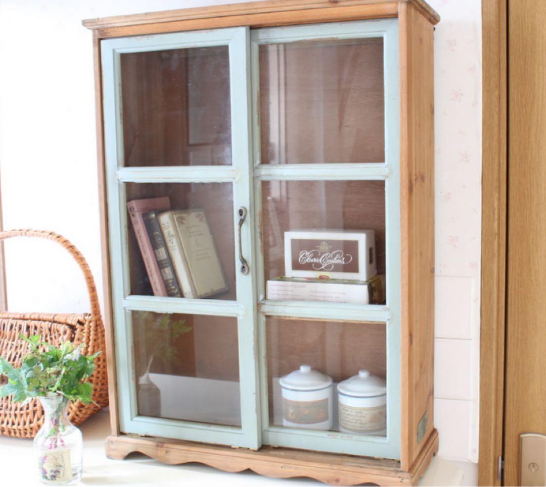 グランシュマン木製ガラス扉キャビネット マニーGC ウッドシンプルキャビネット