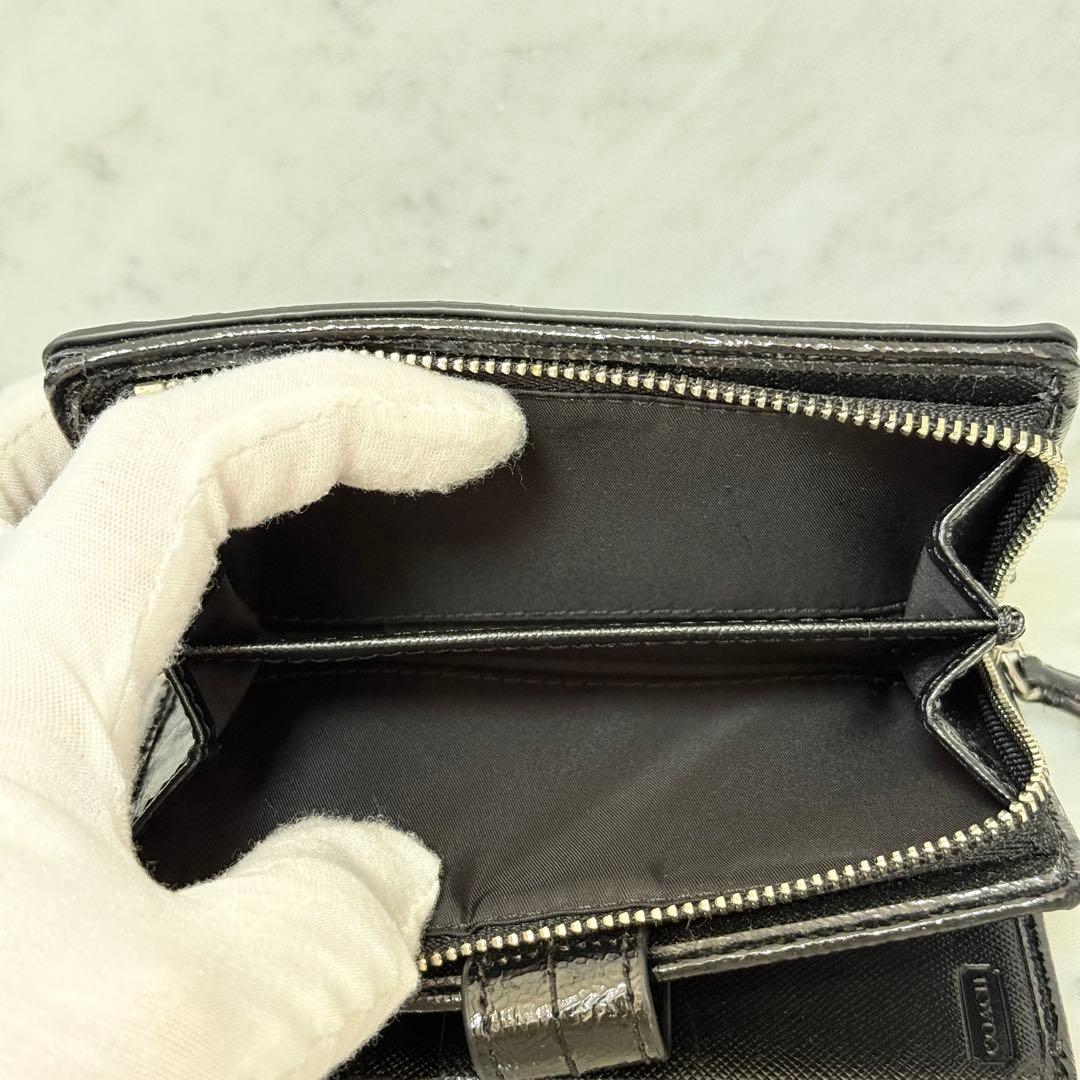 新品 未使用 COACH コーチ 二つ折り財布 ブラック 黒 本革 レザー