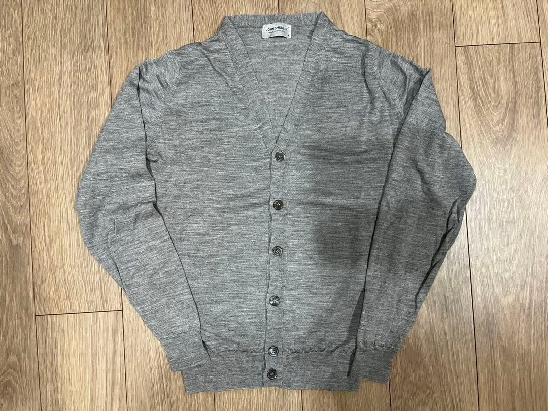 JOHN SMEDLEY ウール カーディガン シルバー S