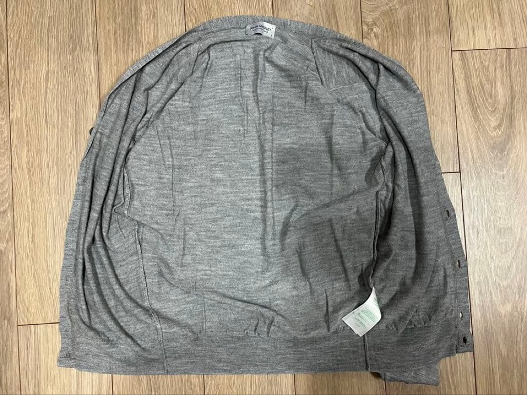 JOHN SMEDLEY ウール カーディガン シルバー S
