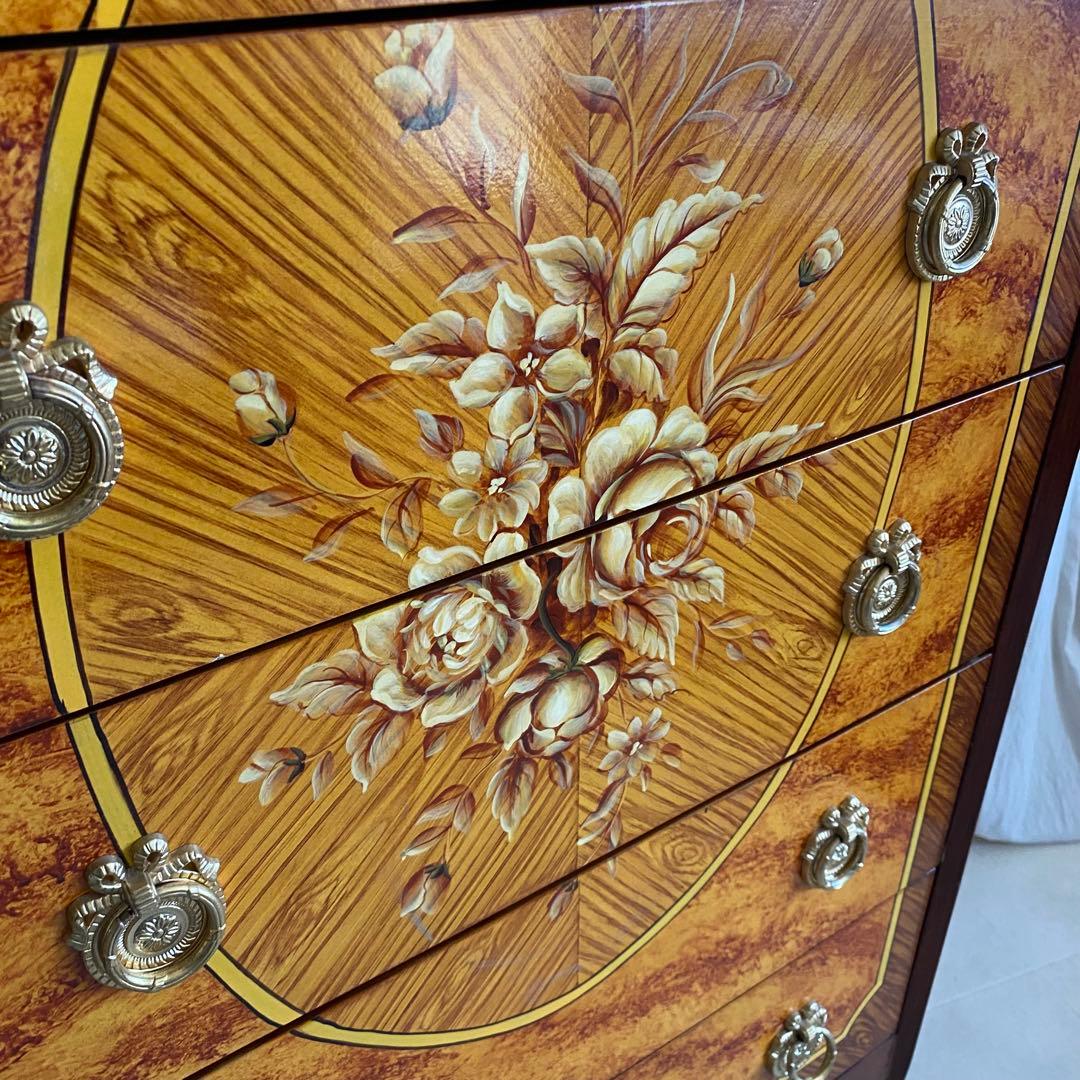 フランス製　北欧　アンティーク　チェスト　ヨーロピアン　ロココ　象嵌　象嵌細工