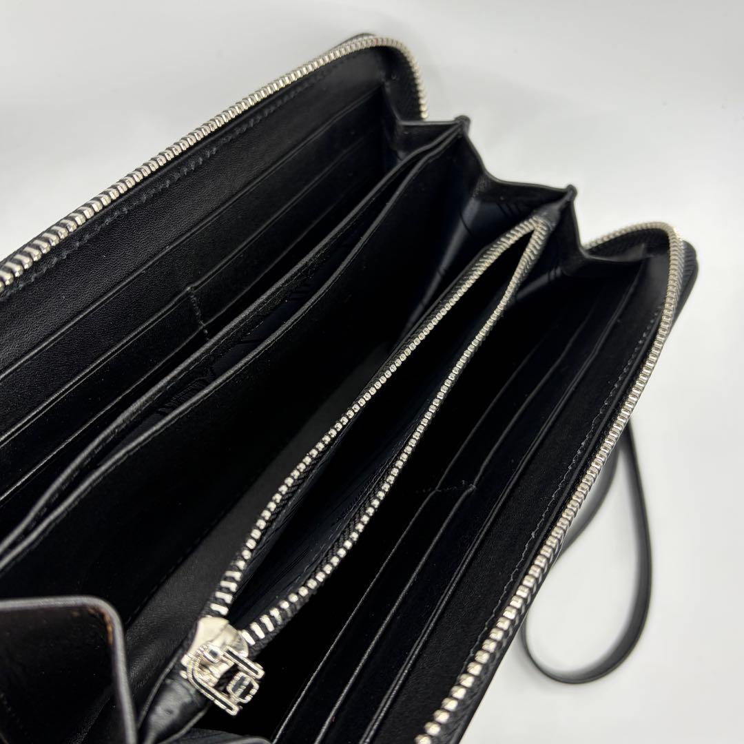 スティングレイ 連石 エイ 長財布 ラウンドファスナー ブラック キャビア