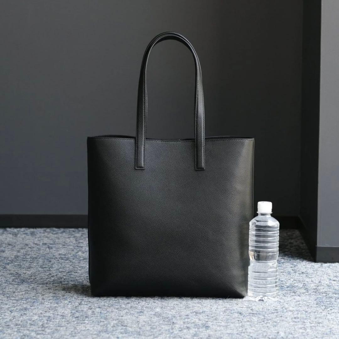 aucentic イタリアンレザー カジュアル トート ミディアム ブラック