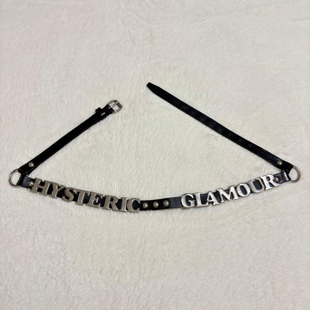 ヒステリックグラマー スタッズ&ロゴ 細レザーベルト 全長102cm