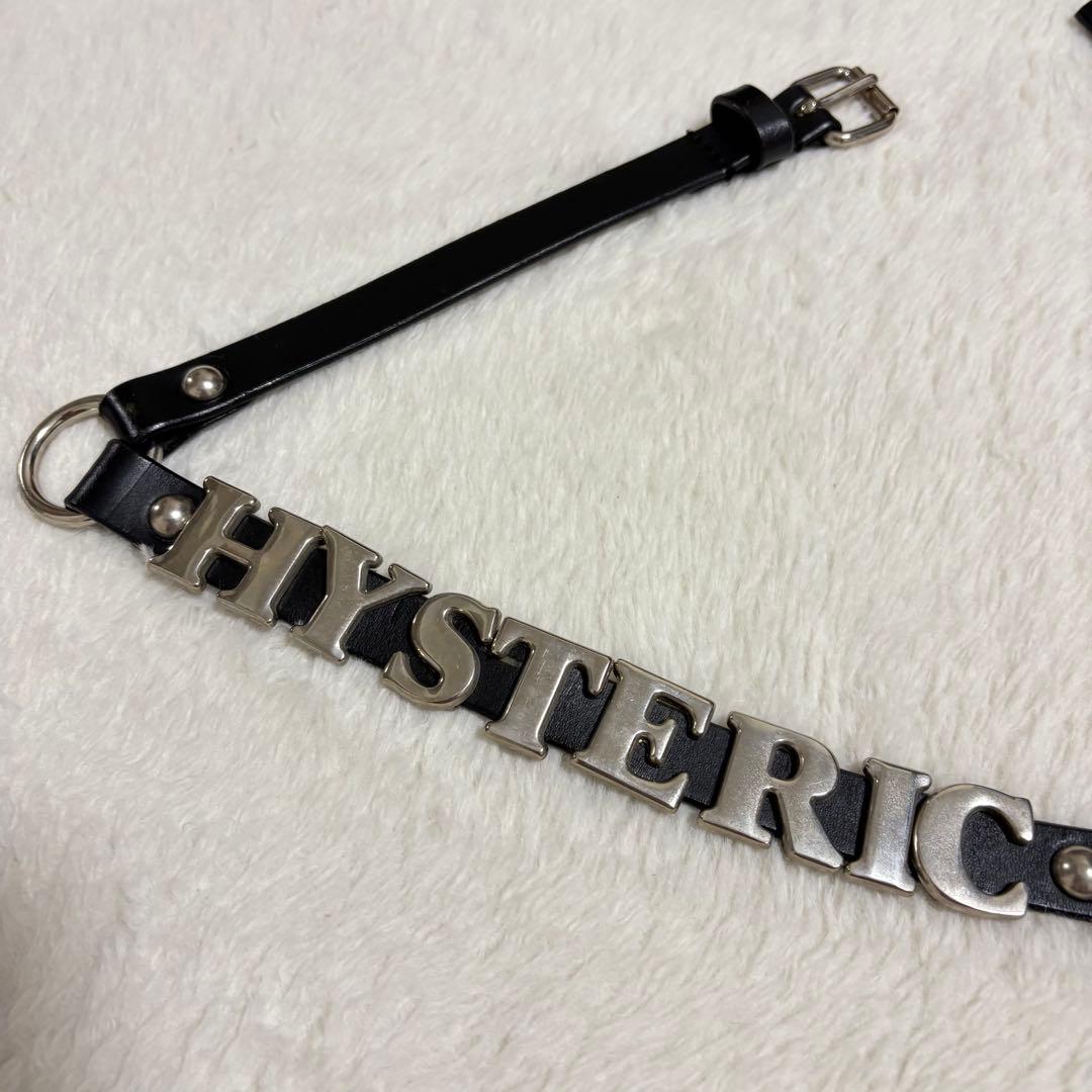 ヒステリックグラマー スタッズ&ロゴ 細レザーベルト 全長102cm