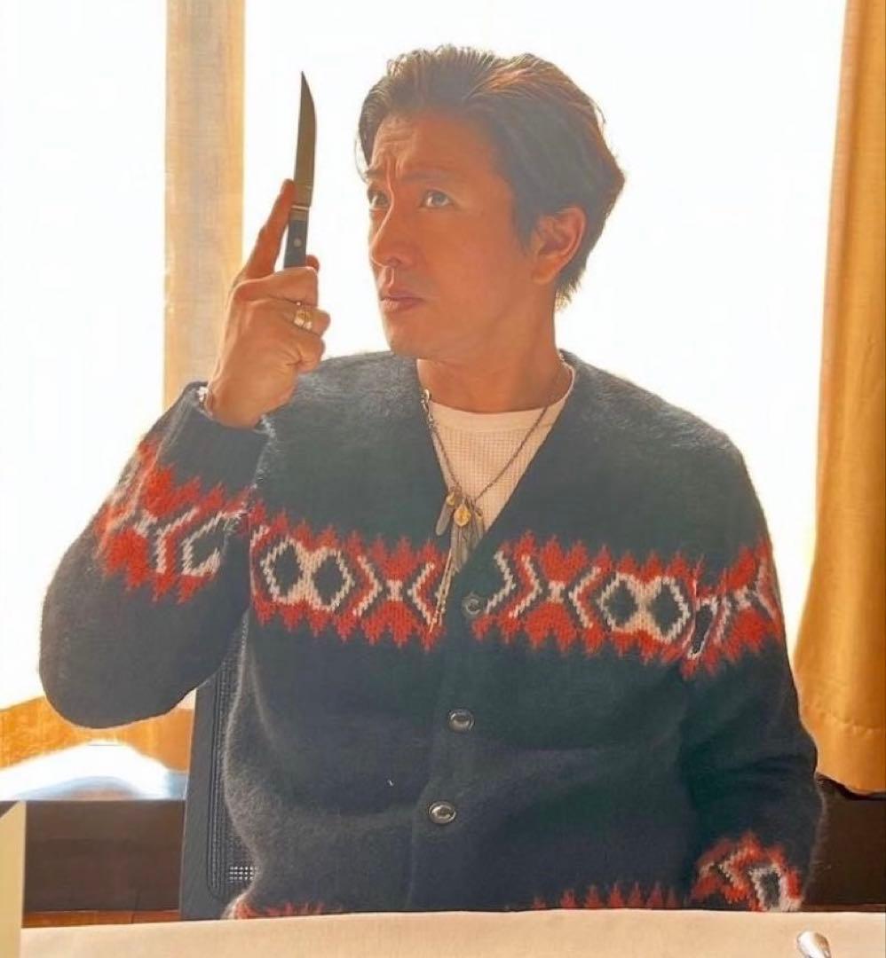 木村拓哉着用RATS NATIVE MOHAIR KNIT CARDIGAN