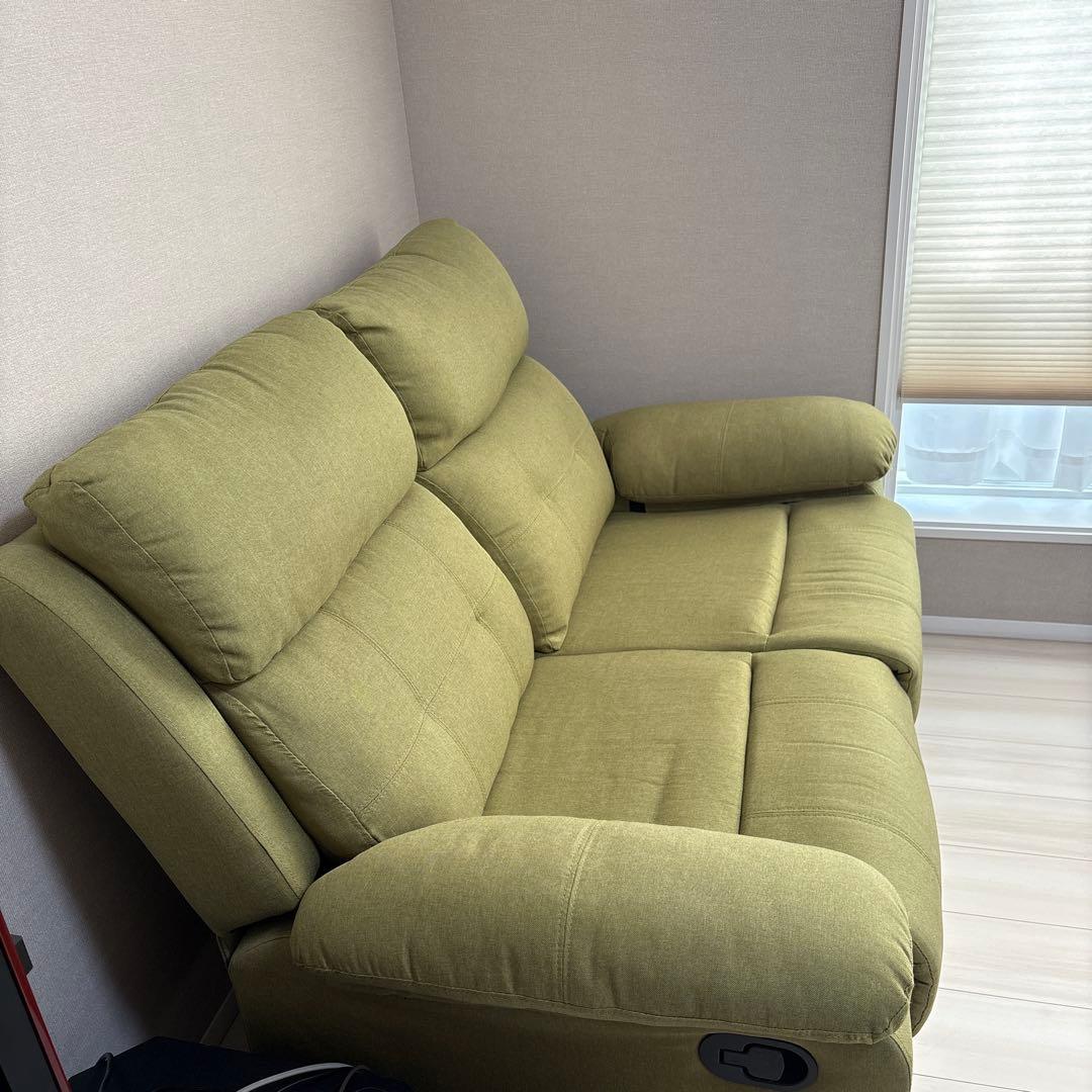 ニトリ　ソファ　グリーン リクライニングソファ