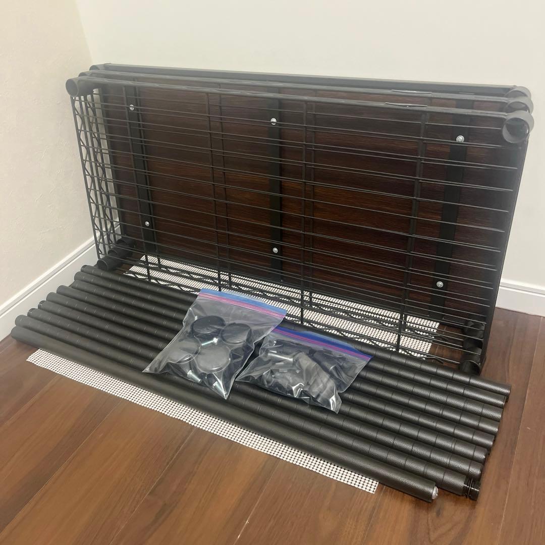 【早急お取引き望む】ルミナスノワールウッドシェルフ付きワードローブ８０W