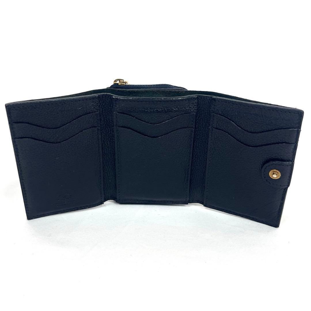 イルビゾンテ　三つ折り財布　トリフォルド　オールレザー　ロゴ型押し　ブラック