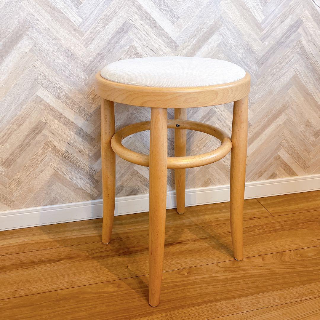 【美品】秋田木工 スツール 大塚家具 No.209 カウンターチェア アイボリー