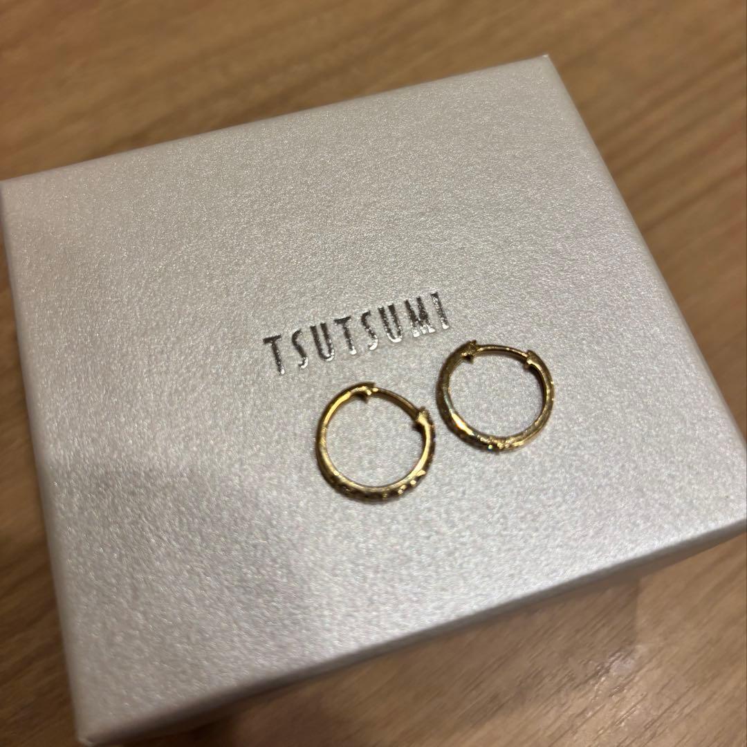 TSUTSUMI ゴールドフープピアス　18K・ダイヤモンド