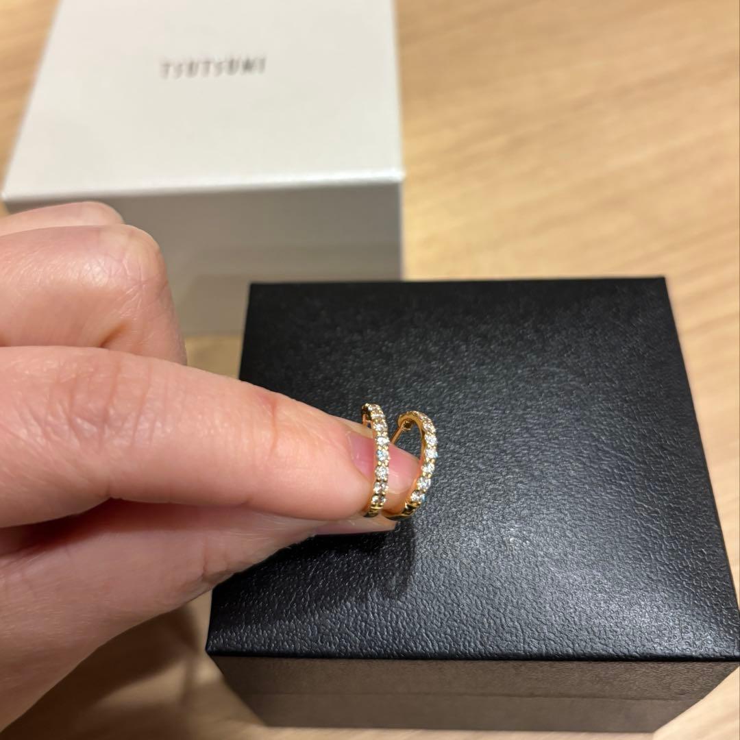 TSUTSUMI ゴールドフープピアス　18K・ダイヤモンド
