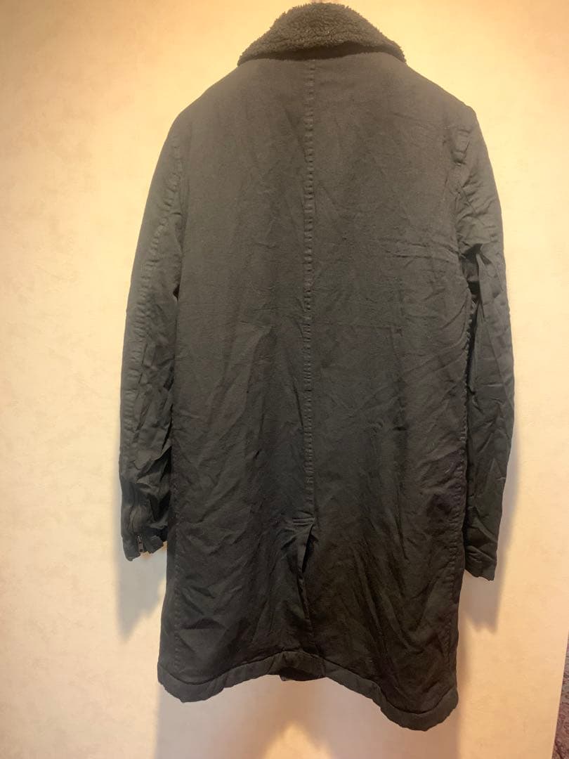 本物激レアコムデギャルソンオム黒縮絨アーミーボアロングコートL