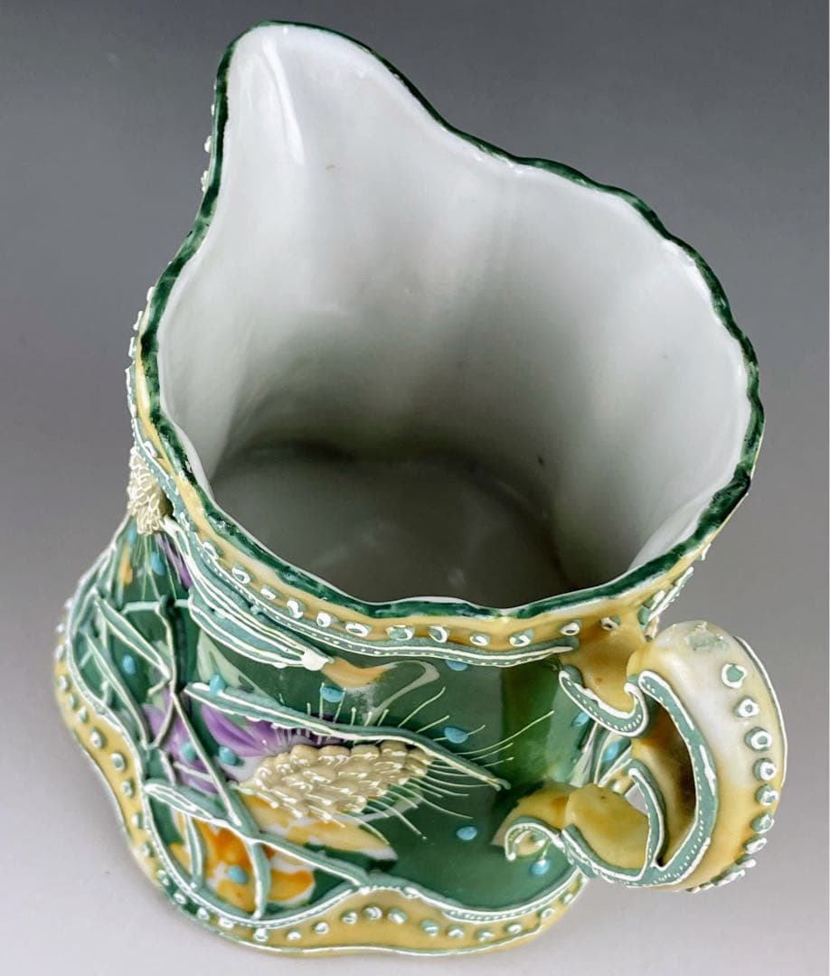 【希少】オールドニッポン アールヌーボー 麦図 一陳盛り上げ クリーマー ジャグ