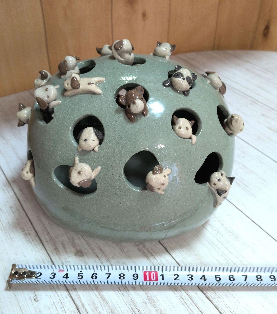 陶器置物　インテリア置物　花挿　動物陶器　犬　パンダ　猿　うさぎ　たぬき　熊　猫