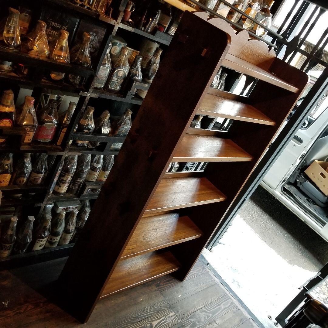 組み木　細工　楔　無垢材　古木　アンティーク　ウッド　オープン　ラック　棚　６段