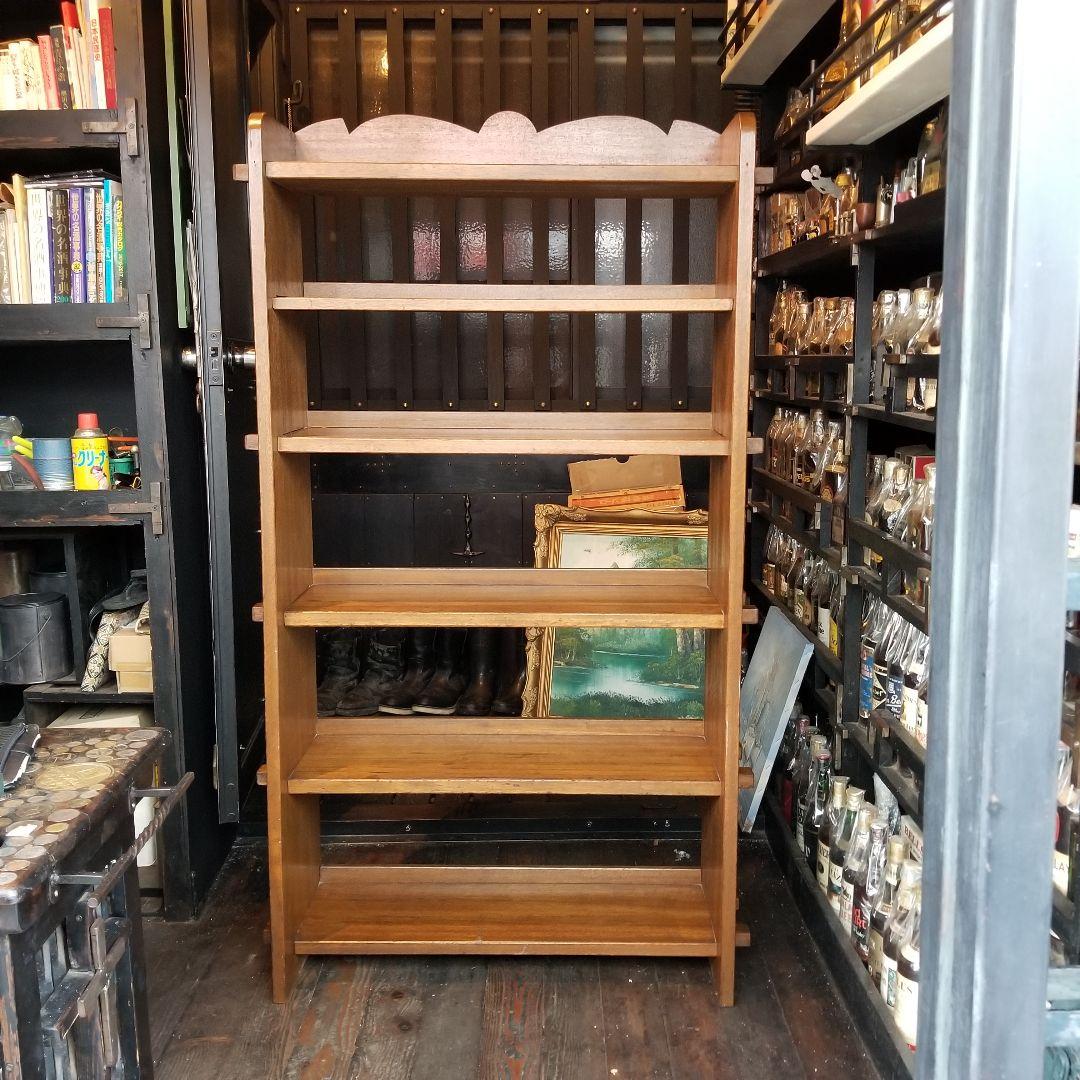 組み木　細工　楔　無垢材　古木　アンティーク　ウッド　オープン　ラック　棚　６段