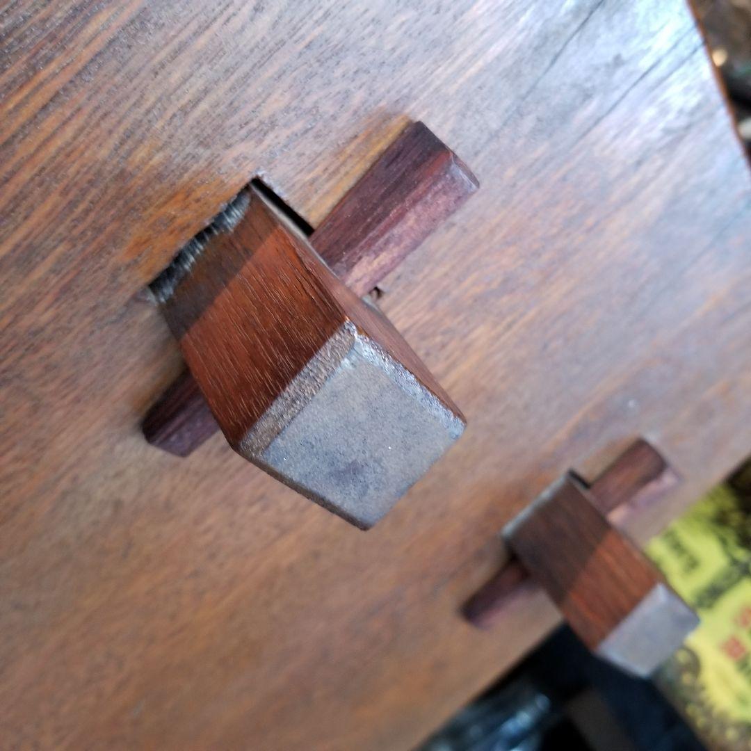 組み木　細工　楔　無垢材　古木　アンティーク　ウッド　オープン　ラック　棚　６段