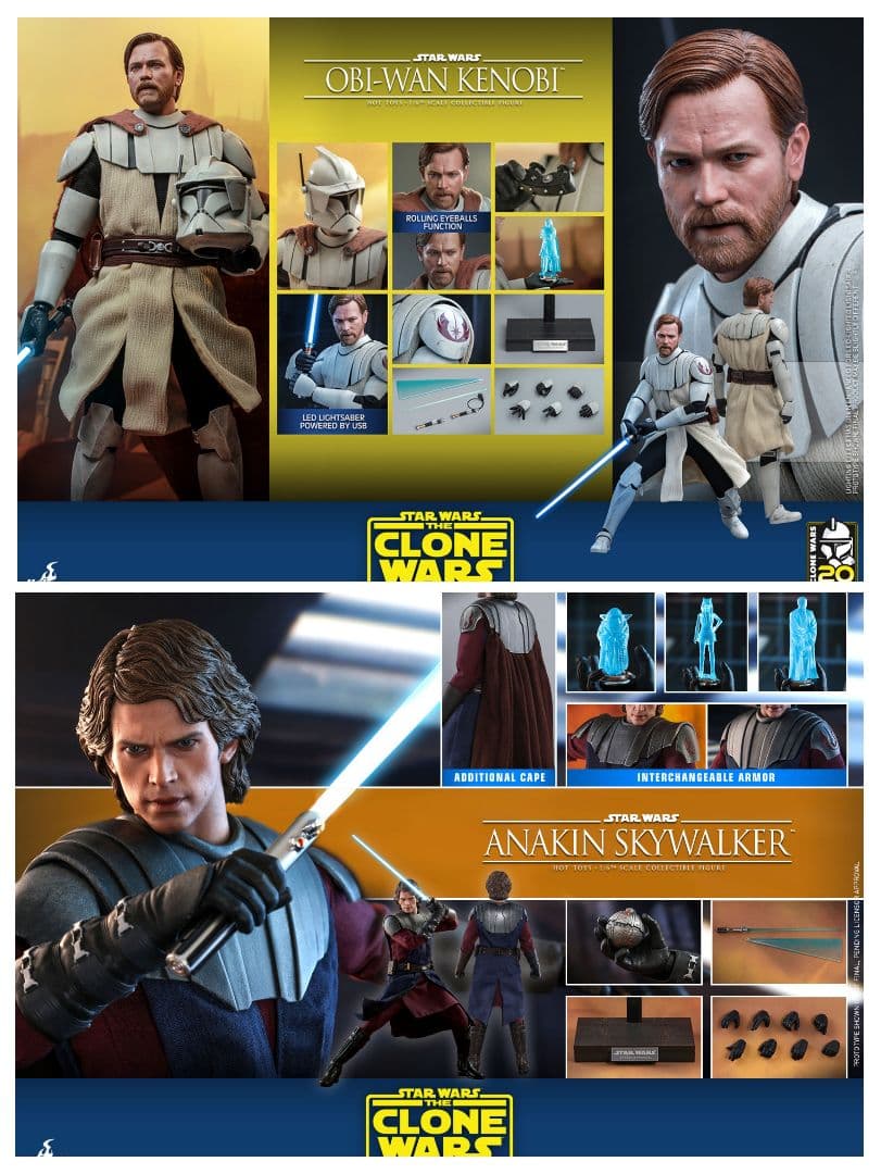 ホットトイズ　オビワンケノービ　アナキンスカイウォーカー　クローンウォーズ版