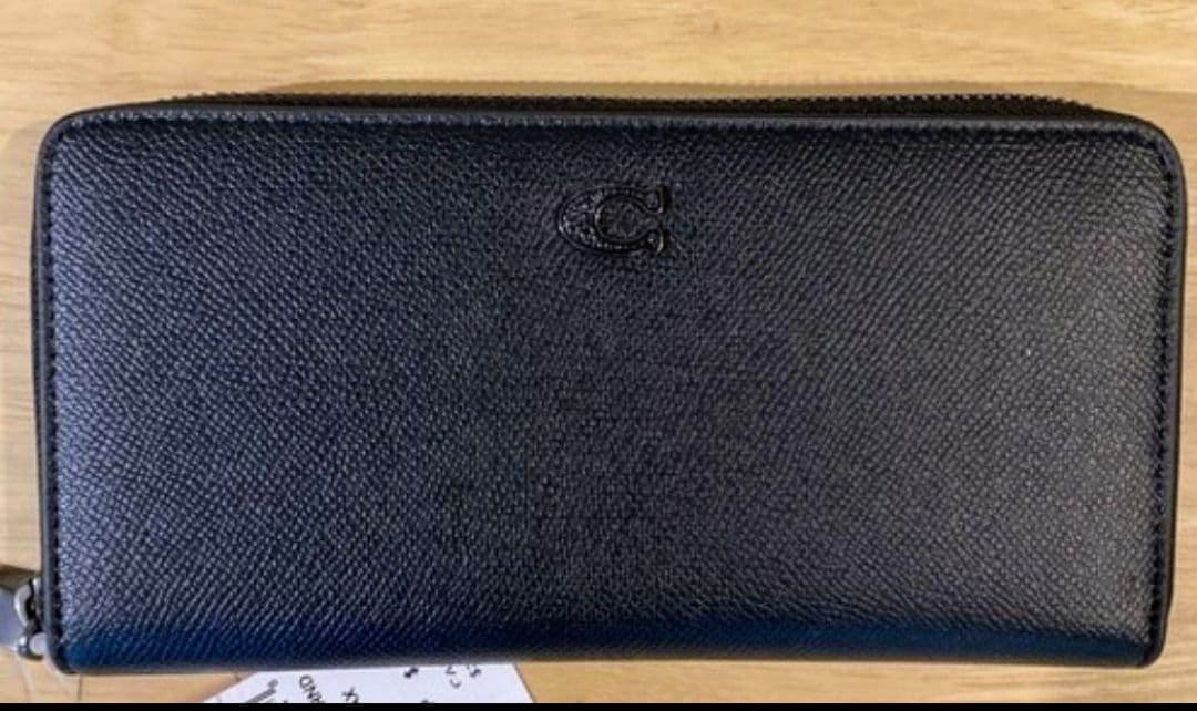 新品 COACH コーチ ラウンドジップ財布 長財布 ブラック Cロゴ