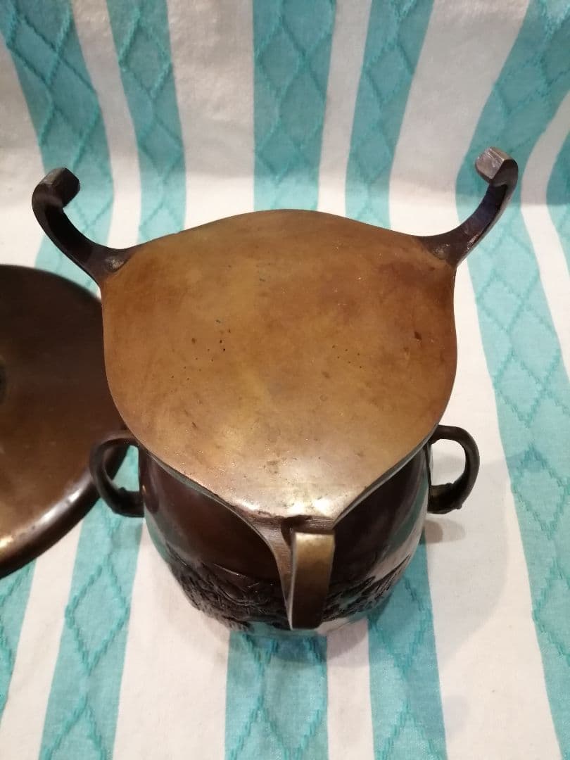 薄端　銅製花器　唐金製　池坊　花器　華道　いけばな