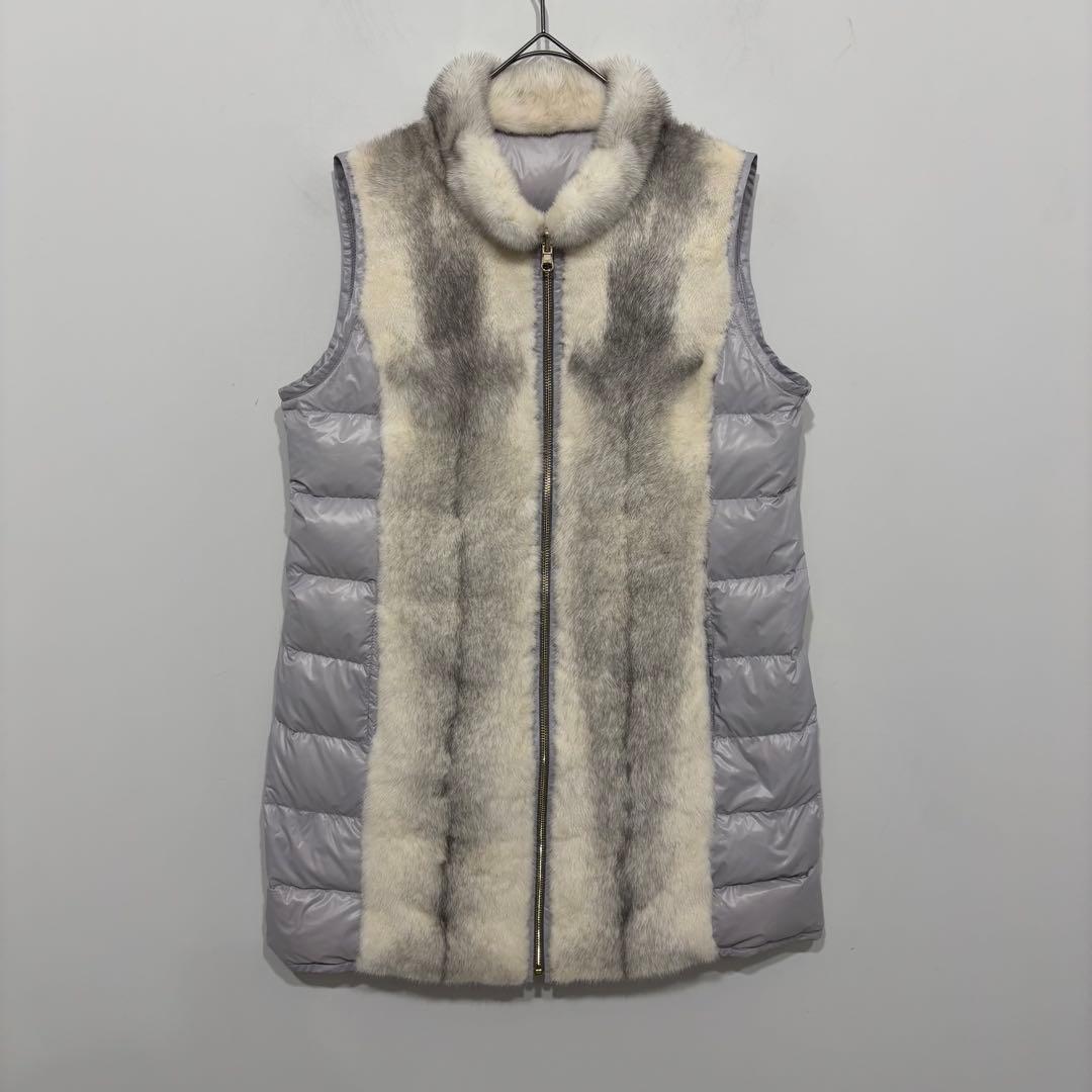 美品 定価10万　西武百貨店購入　リアルファー　ダウン　リバーシブル　ベスト
