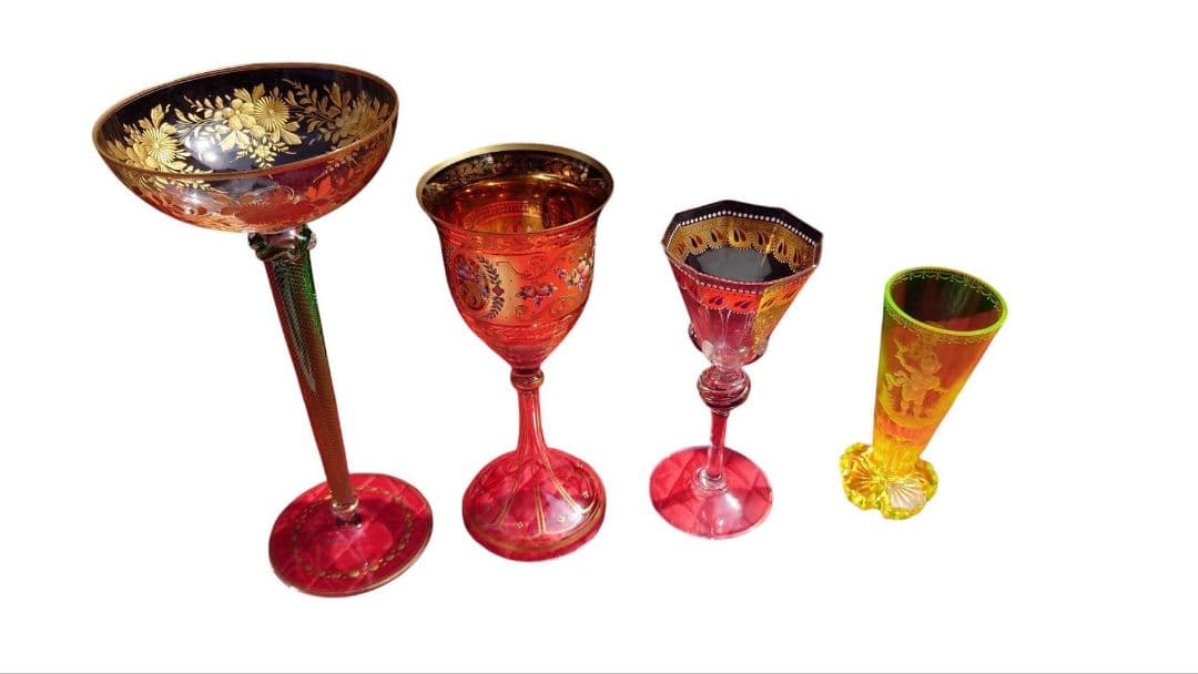 金彩クリスタル　アンティークグラス　カットグラス　ベネチアングラス