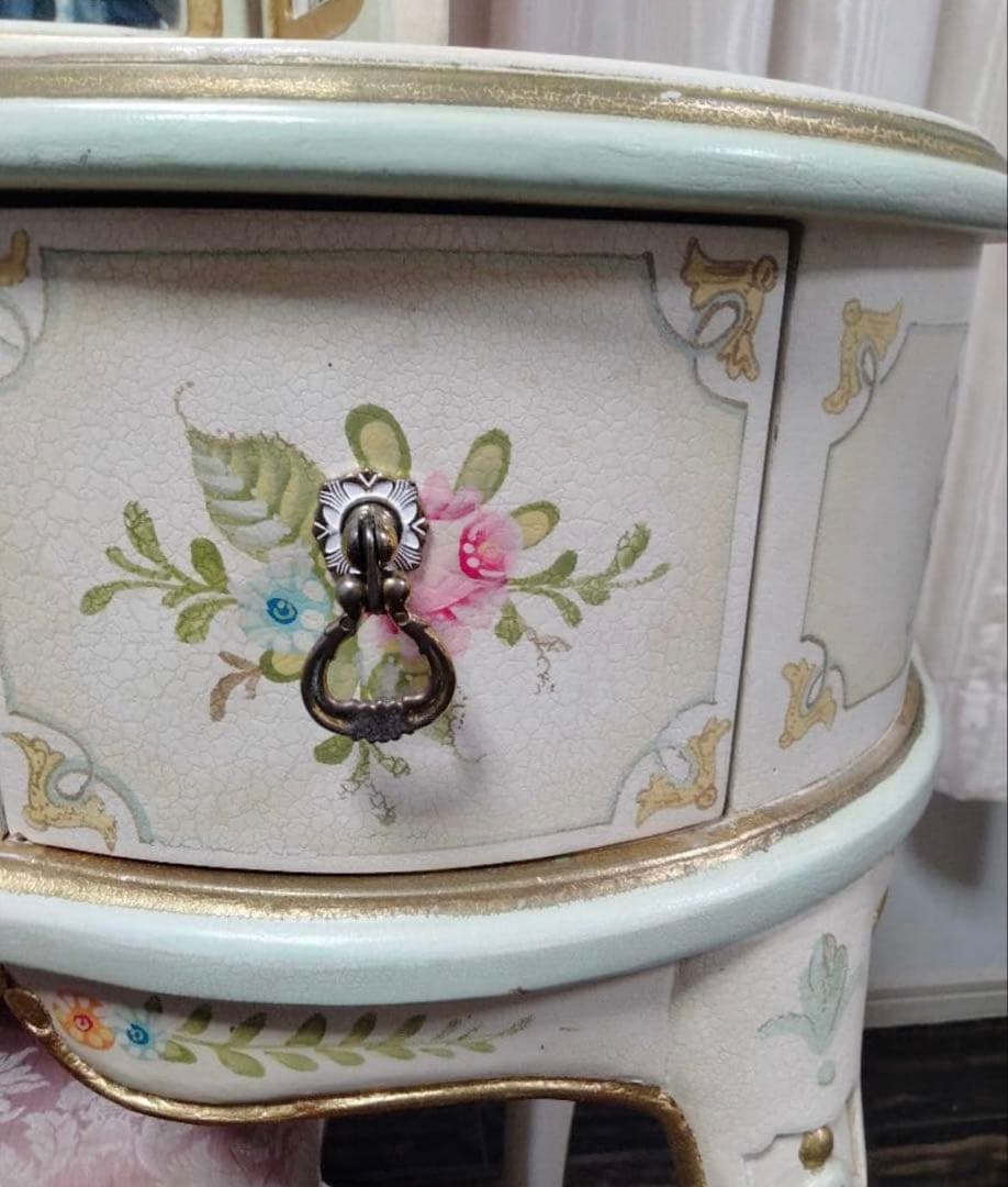 ロココ調　アンティーク　猫足　ドレッサー　三面ミラー