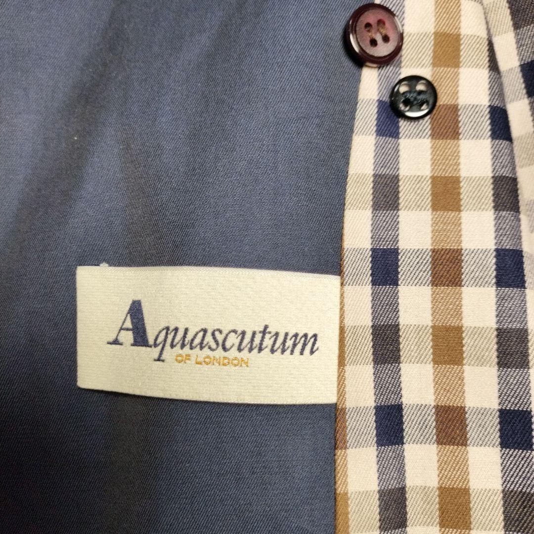 Aquascutum 大きいサイズ ダブルブレスト トレンチコート　ネイビー