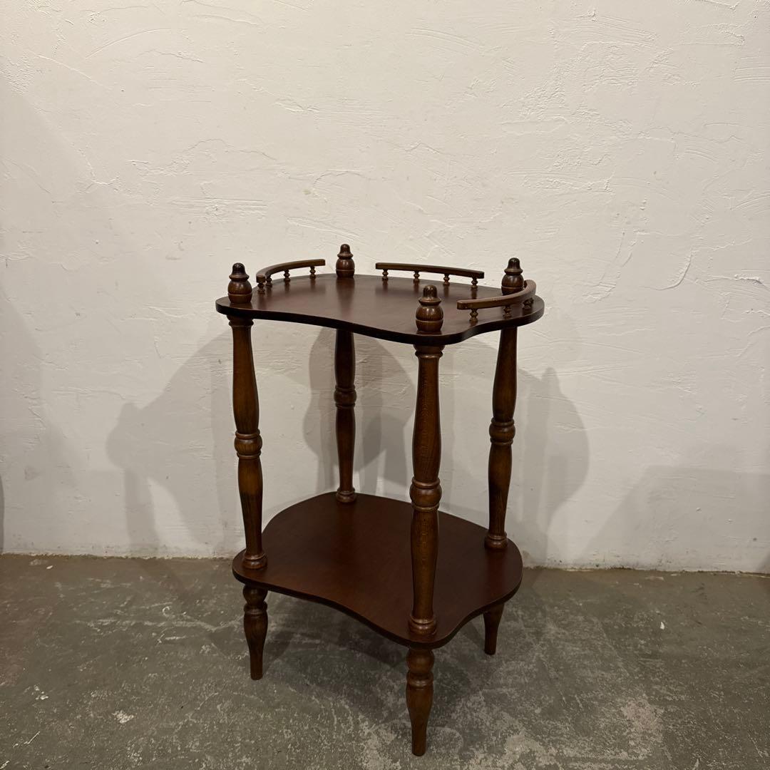 ヴィンテージ　木製サイドテーブル　ベッドサイドテーブル　花台