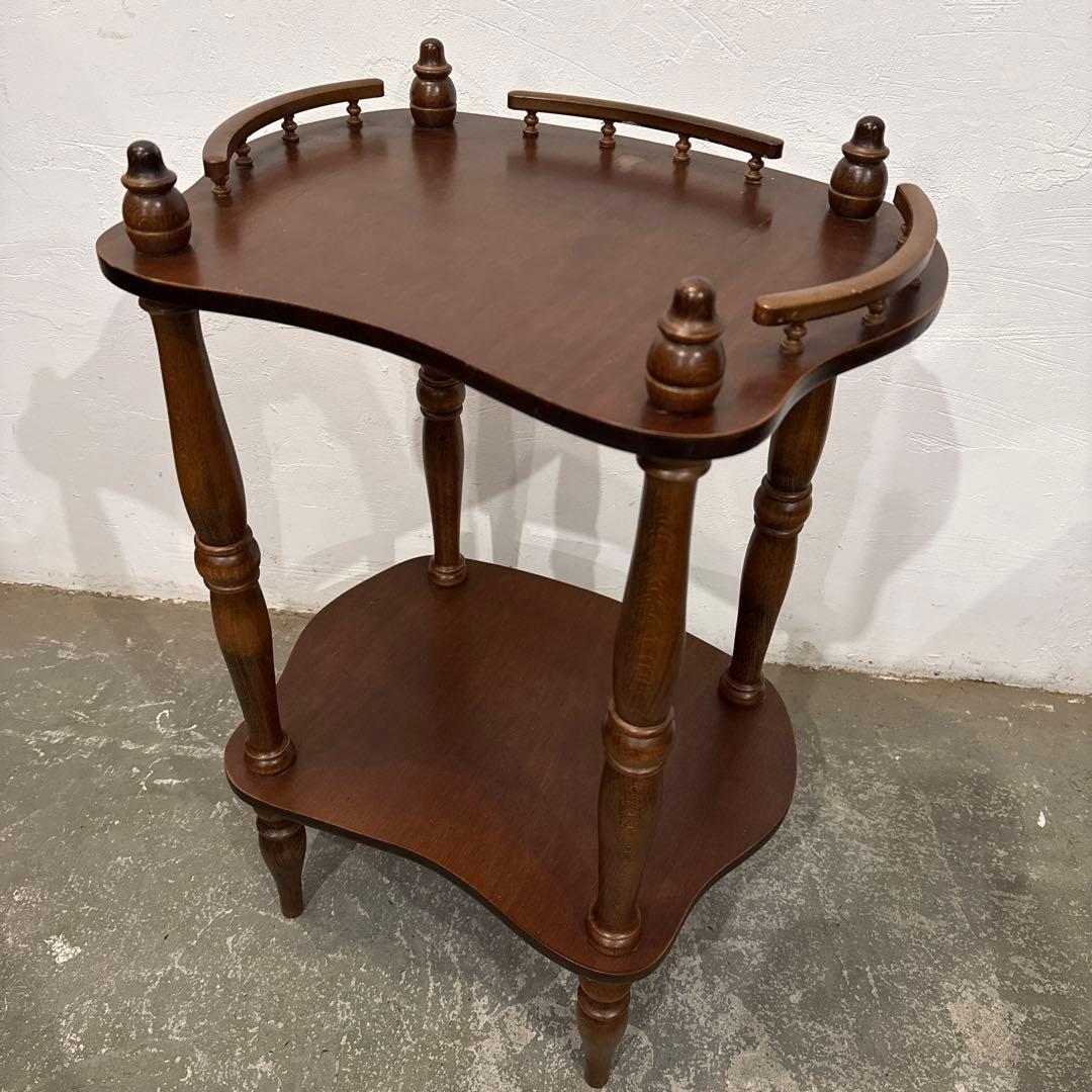 ヴィンテージ　木製サイドテーブル　ベッドサイドテーブル　花台