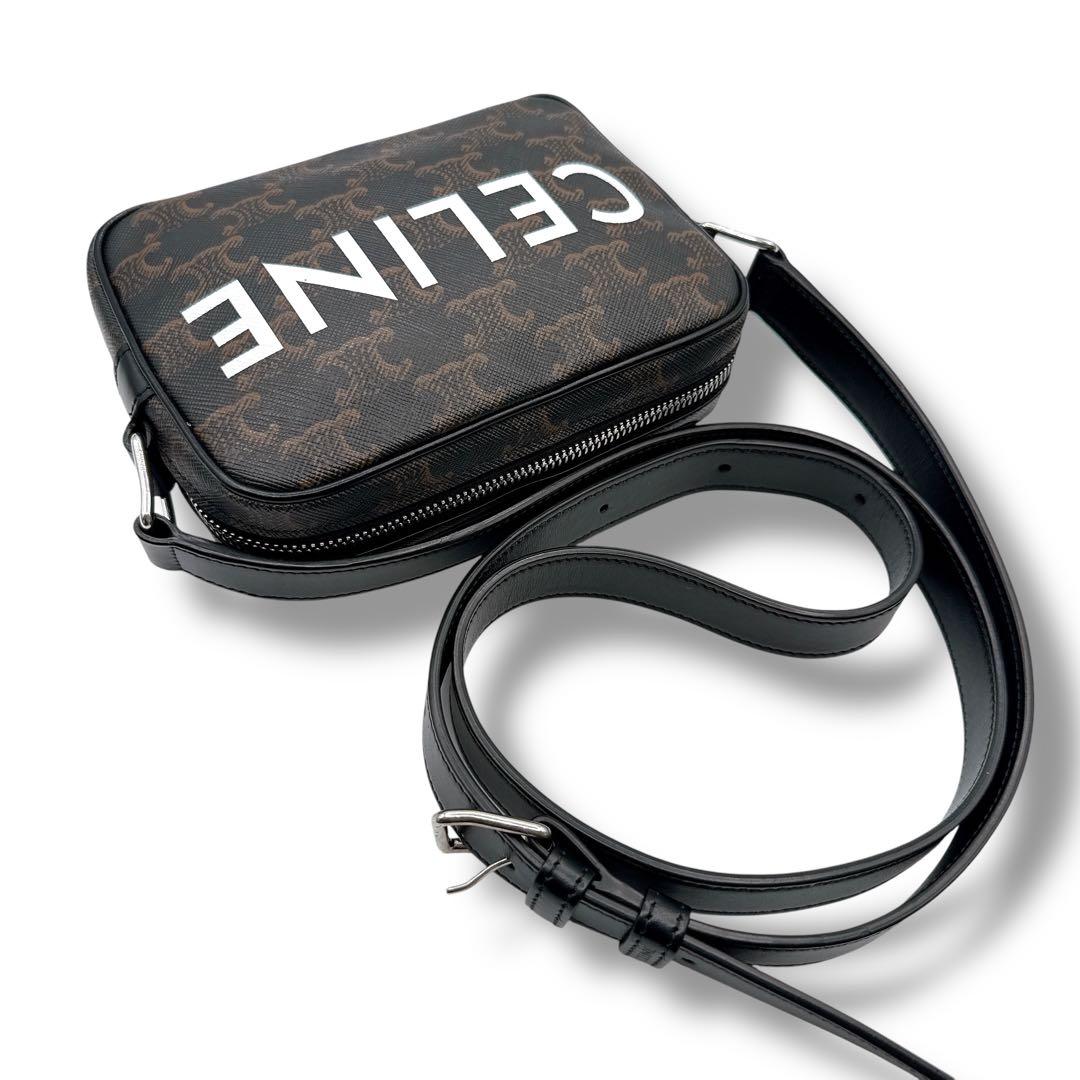 未使用級 セリーヌ トリオンフ ショルダーバッグ キャンバス ブラウン カーフ