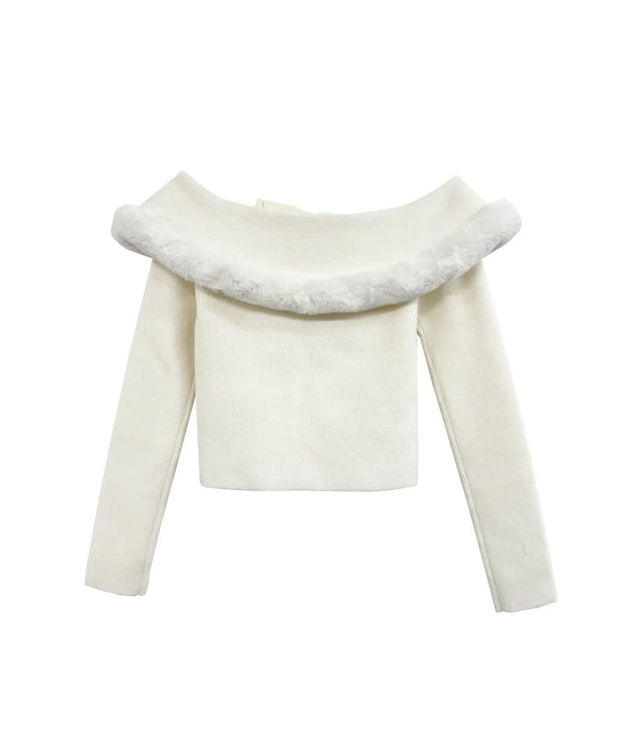 【タグ付き新品】Rose Muse Fur ribbon knit ホワイト