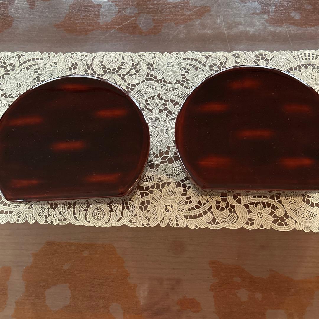 輪島塗り　赤い半円形弁当箱 2個セット