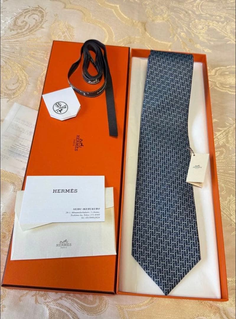 ⭐️タグ付け新品⭐️HERMES エルメス ネクタイ H柄 ブルー