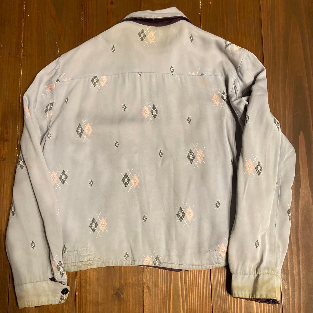 50s ダイヤ アーガイル レーヨン ギャバジャン ロカビリー ヴィンテージ